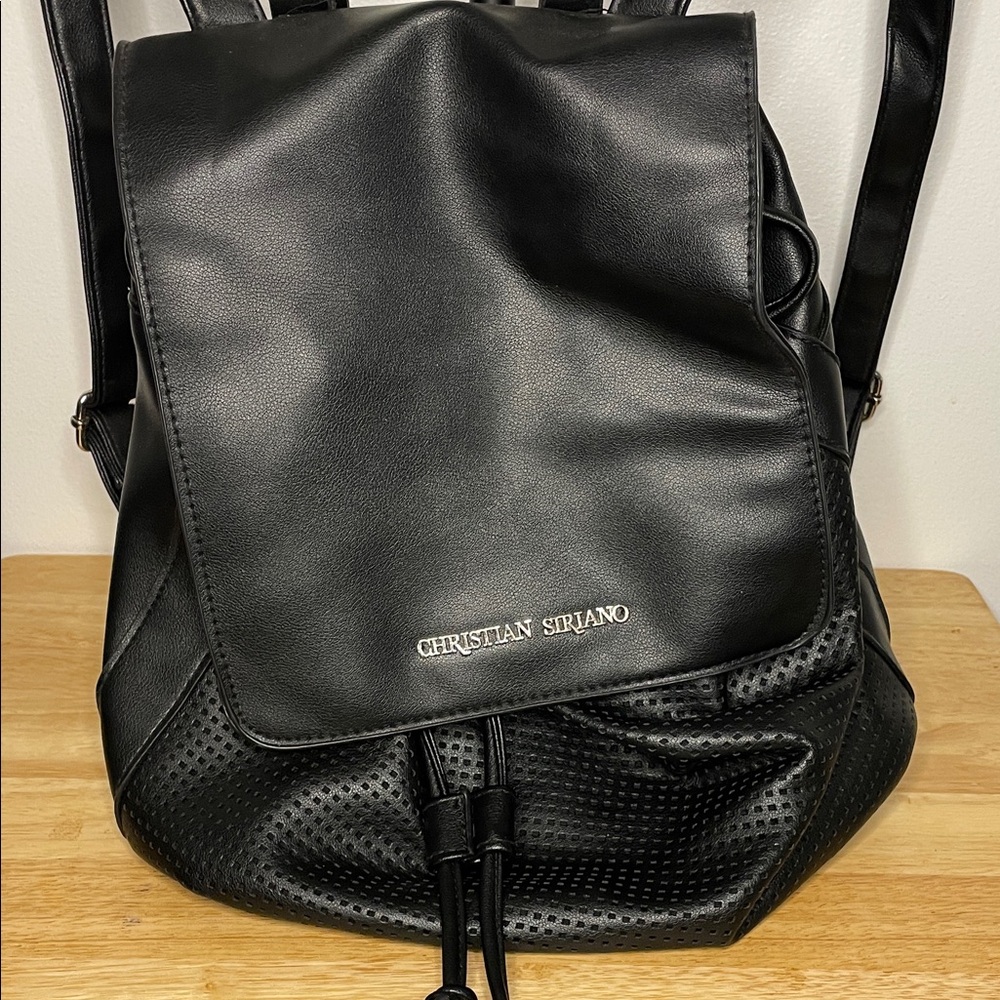 Christian Siriano Black Leather Backpack